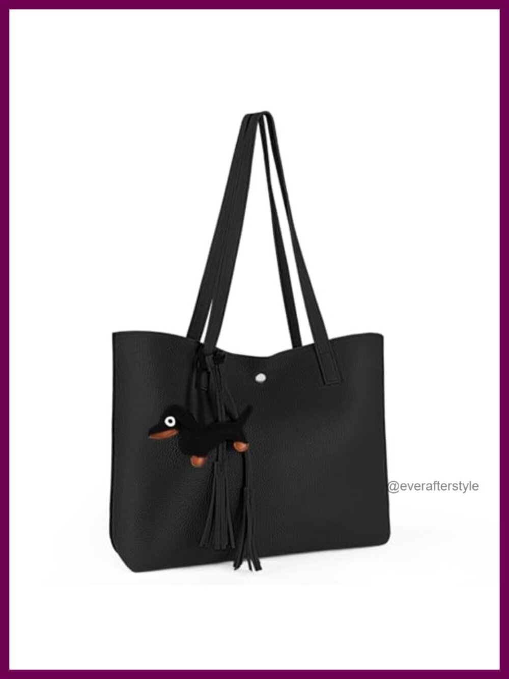 Women Faux Leather Tote Shoulder Bag, Tassel Handbag Work Purse